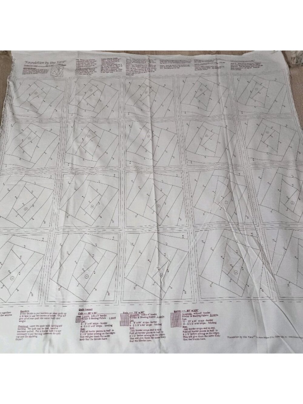 Crazy For You Foundation By The Yard 20 Quilt Block Cotton Fabric Panel 32"x40"